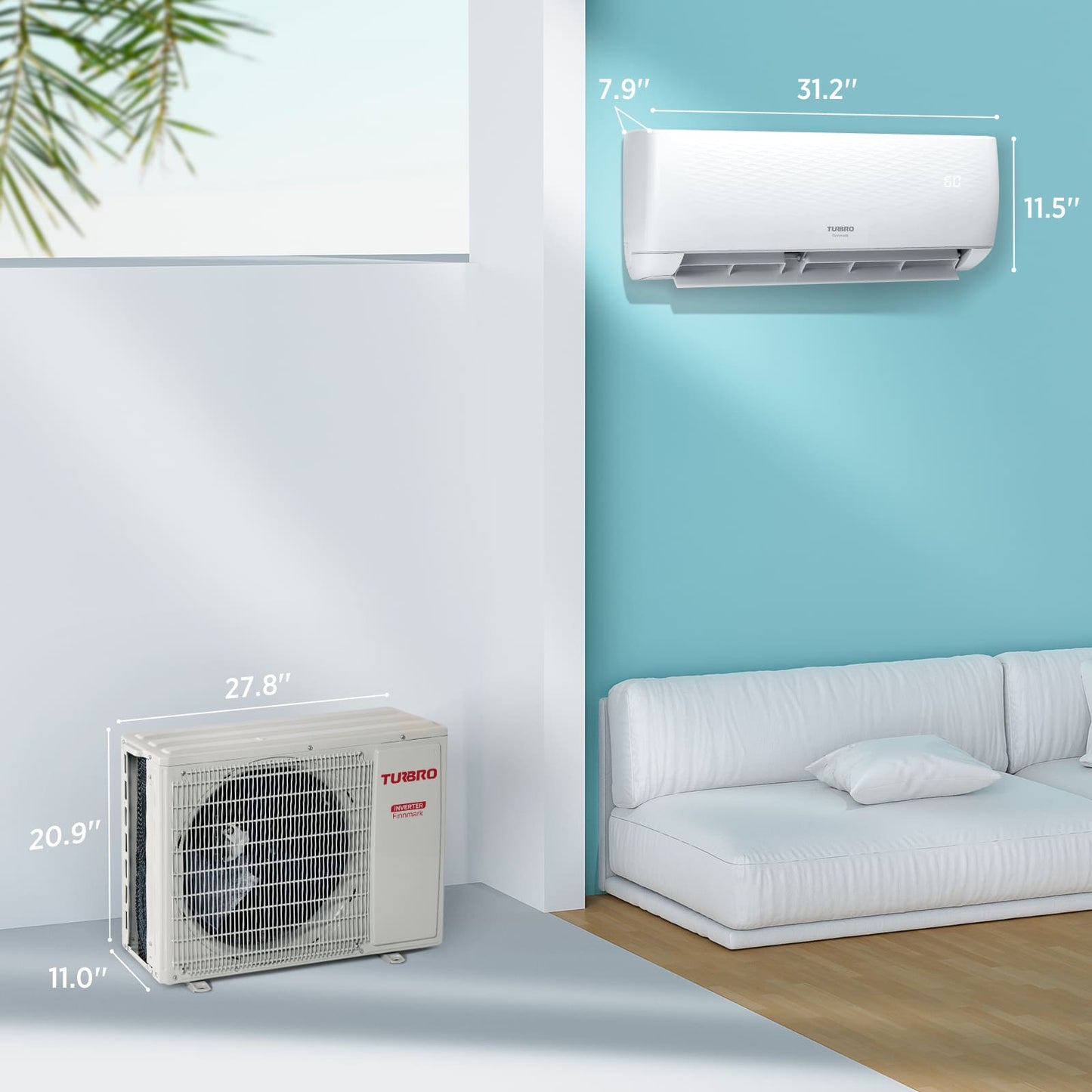(Geöffnete Verpackung) Finnmark Single-Zone-WLAN-Mini-Split-Klimaanlage mit Wärmepumpe (Kältemittel R32)