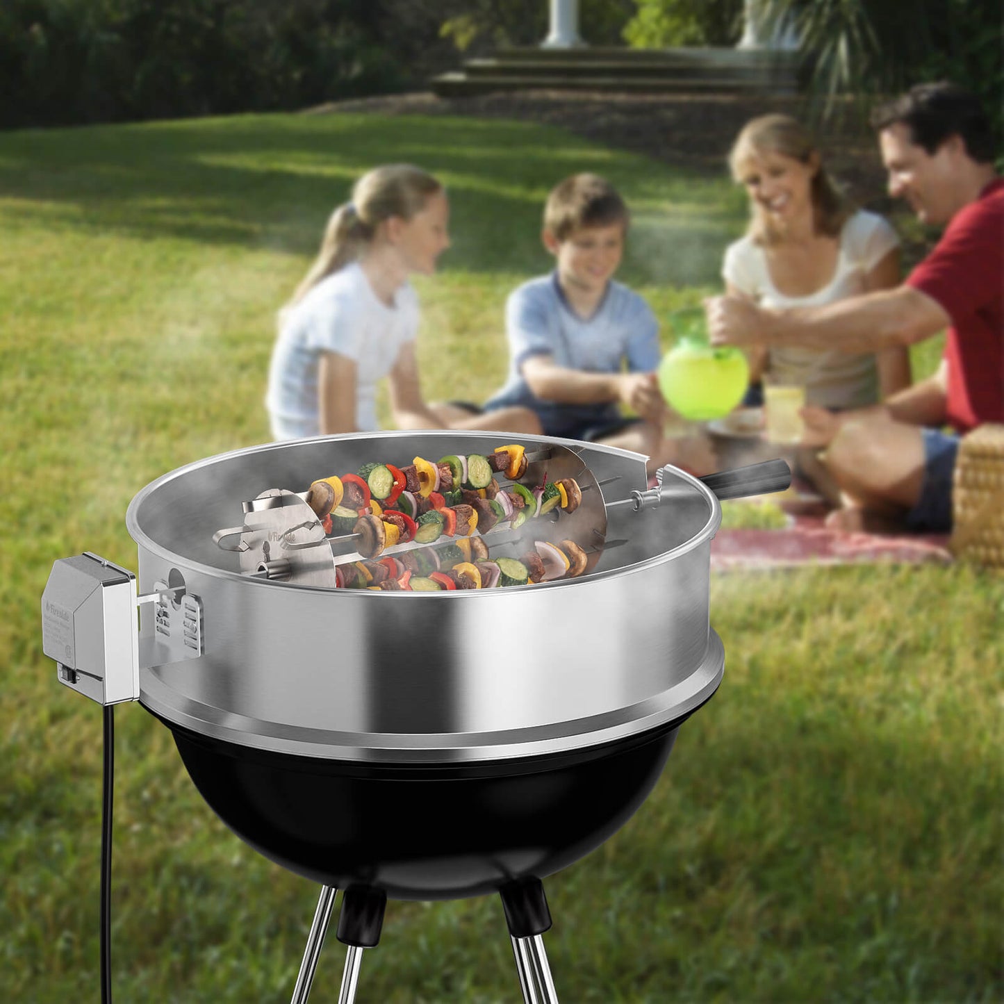 TURBRO Universal Grill Rotisserie Skewer Set, 304 Stainless Steel, Fits 1/2” or 3/8" Hexagon, 3/8" or 5/16" Square Spit Rods, Compatible with Most Grills, Perfect for Outdoor BBQ and Gatherings