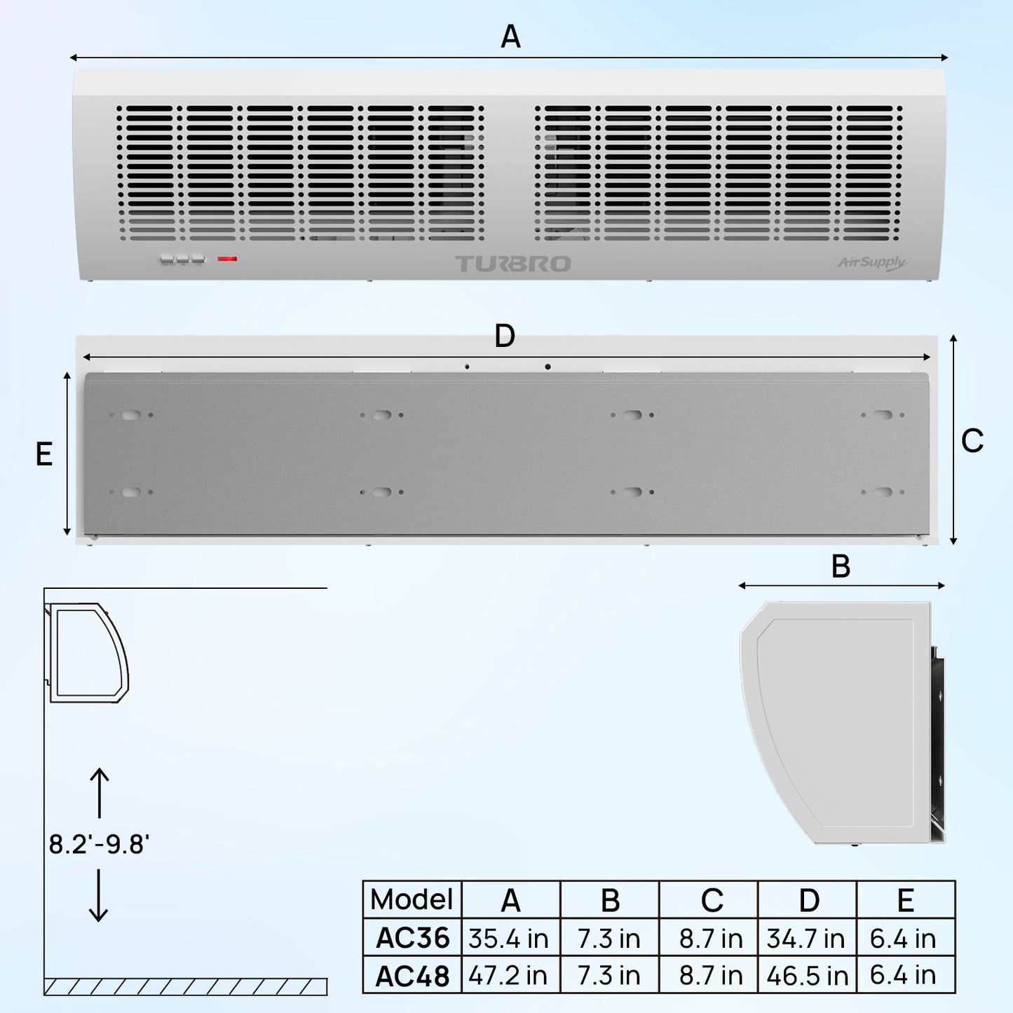 (Open Box) Air Curtain for Doors with Magnetic Door Switch