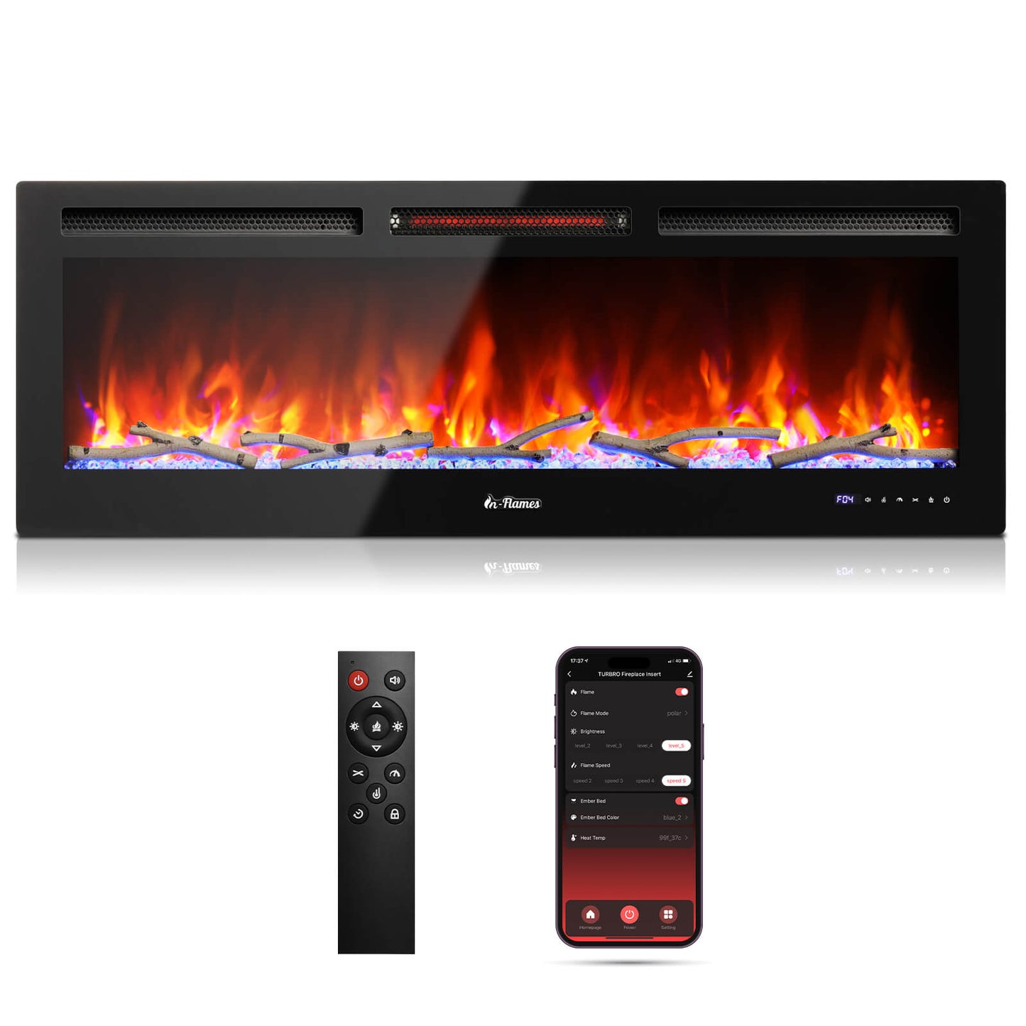 Remote Control for In Flames INF50W-3D INF60W-3D INF72W-3D Fireplace
