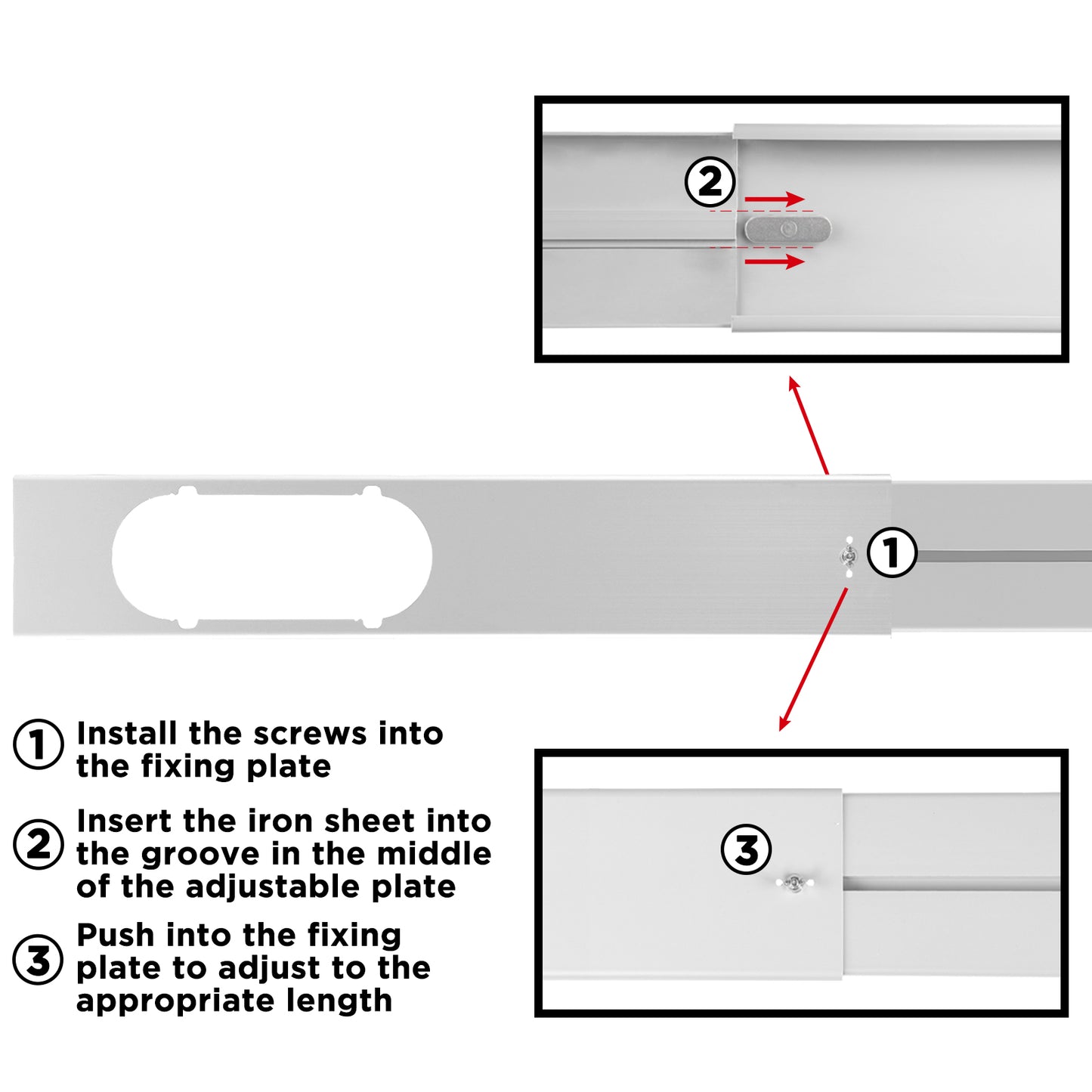 TURBRO Portable Air Conditioner Window Vent Kit, Window Slide Kit Plate for Portable Air Conditioner, Adjustable Length Portable AC Vent Kit for Exhaust Hose of 5 Inch