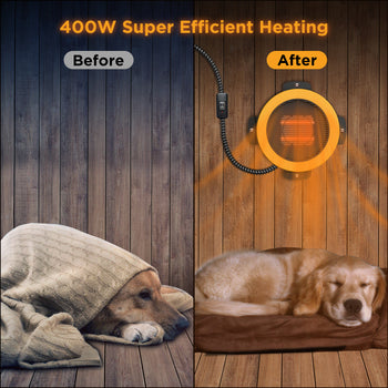 TURBRO Neighborhood Dog House Heater 400W, Wall Mount, 10ft Anti Bite Cord, Waterproof Control, Overheat Protection, Electric Warmer for Hound Kennel Cat Cage Chicken Coop Rabbit Hutch, UL Test Passed ,view 2