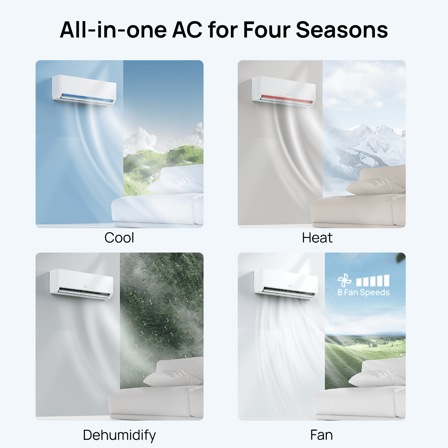 TURBRO 24000 BTU Ductless Mini Split AC with Heat Pump, WiFi-Enabled, Energy Efficient, Cools up to 1000 Sq.Ft., 230V, 22 SEER2, Greenland Series