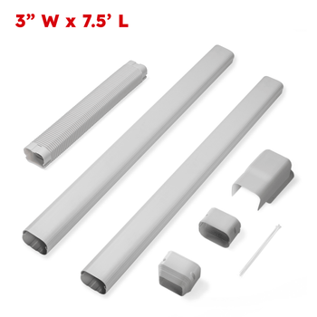 Set of gray plastic components with dimensions 3" W x 7.5' L on a white background,view 1