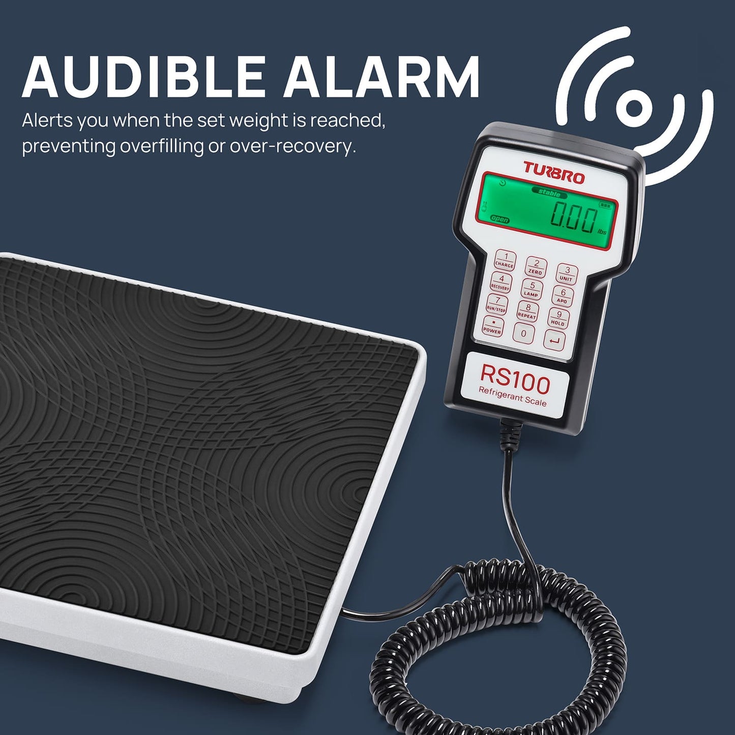 AUDIBLE ALARM

Alerts you when the set weight is reached, preventing overfilling or over-recovery
