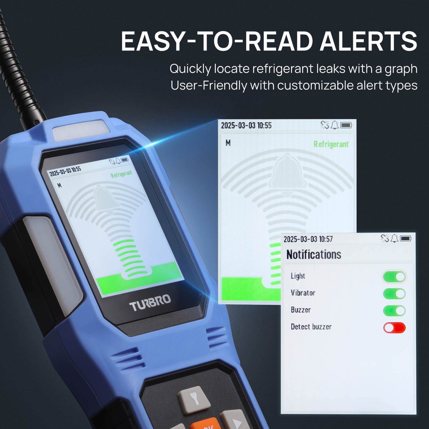 Easy-to-Read Alerts

Quickly locate refrigerant leaks with a graph 

User-Friendly with customizable alert types
