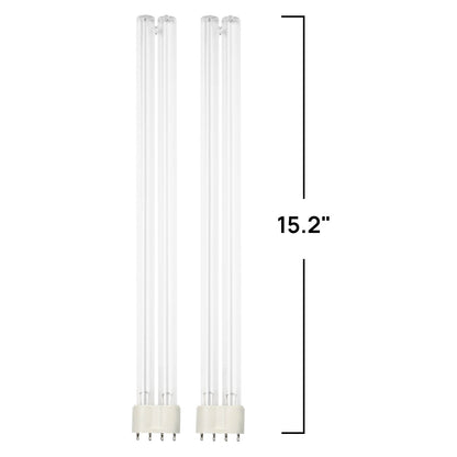 TURBRO 36W HVAC UV Light, UV Bulb with 4-Pin 2G11 Base, Replacement Light for UV36D, UV36P, and UV72P Systems, for Cleaning Air, AC Systems, and Ponds, 15.2 in Long, 2 Pack
