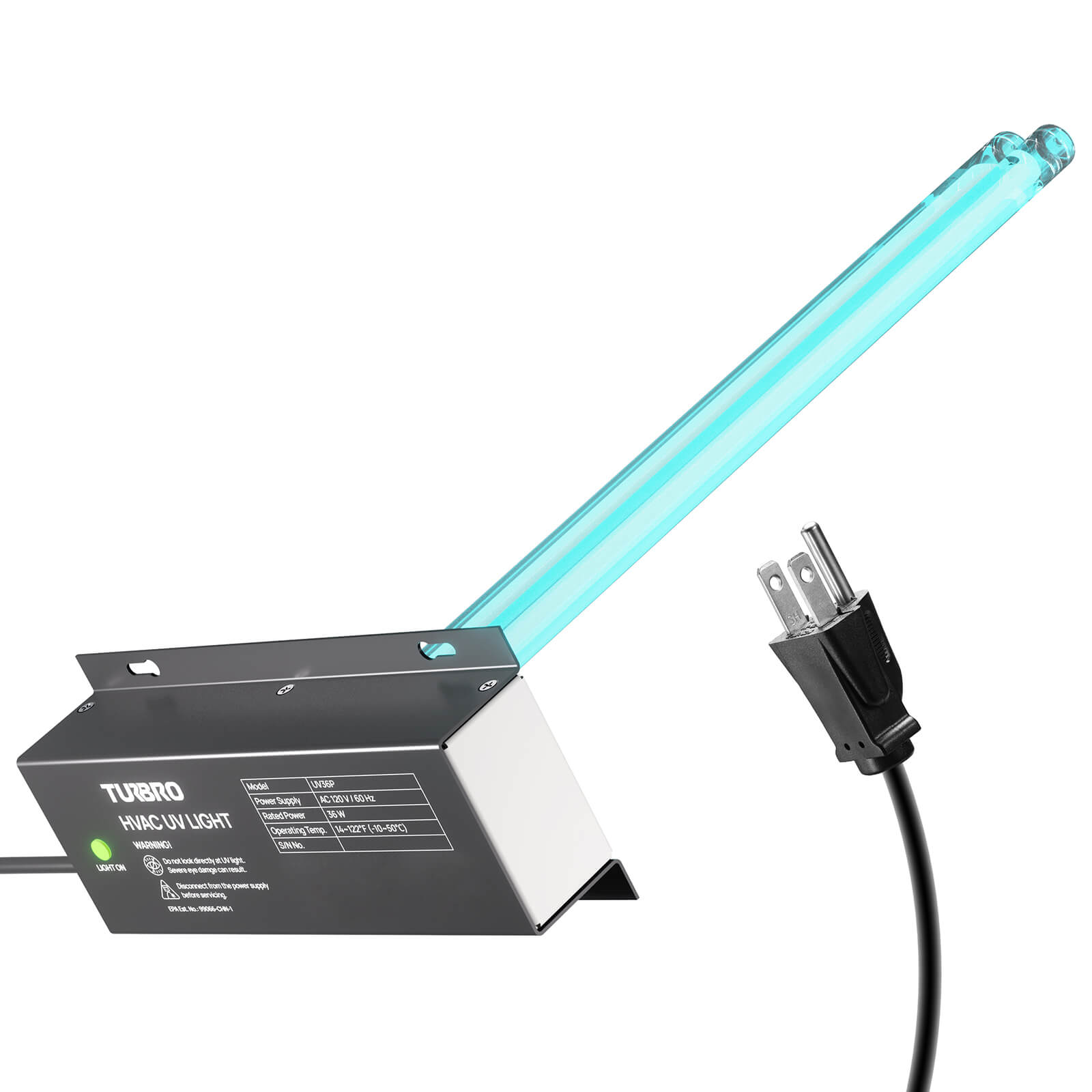 TURBRO 36W HVAC UV Light Kit Air Purifier, Comes with a 4-Pin 2G11 Base Lamp, Installation Template, and Ballast, for Cleaning Air and Ducted AC Systems, 15.2 in Long Lamp, UV36P
