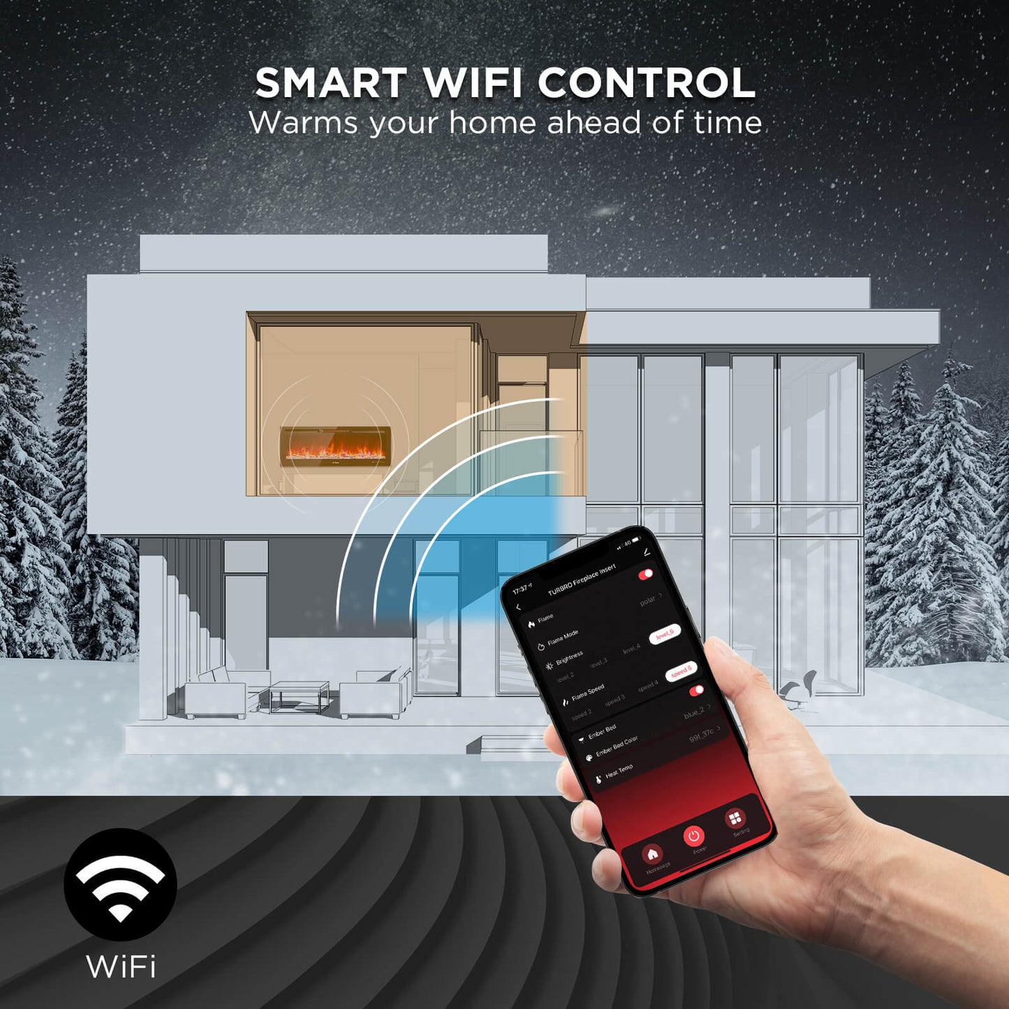 [Discontinued] In Flames INF88W-3D WiFi Smart Wall Mounted Electric Fireplace - Tempered Glass