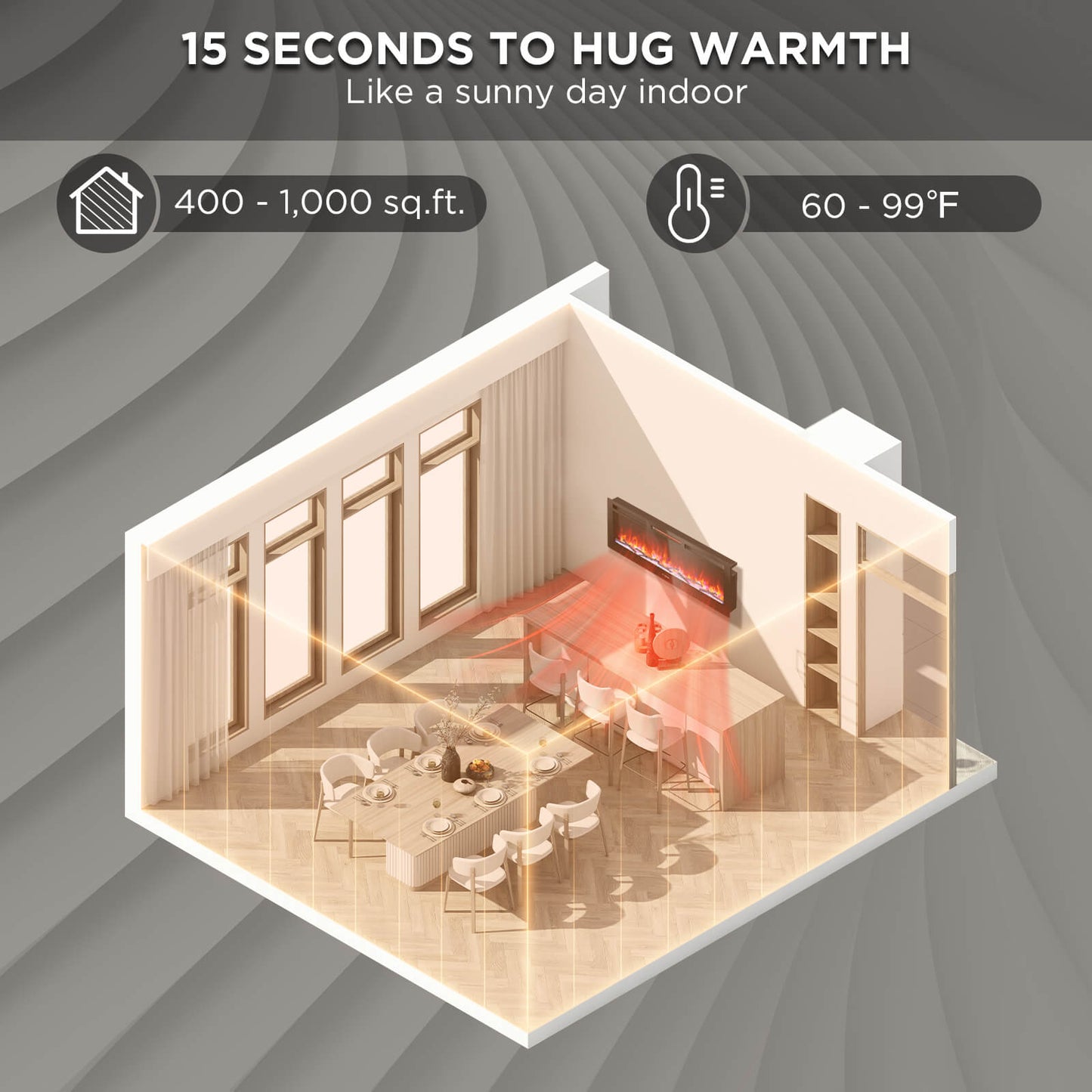 [Discontinued] In Flames INF88W-3D WiFi Smart Wall Mounted Electric Fireplace - Tempered Glass