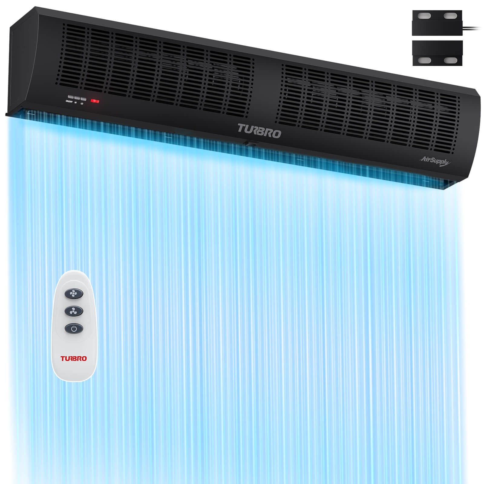 TURBO electric heater with remote control on a white background