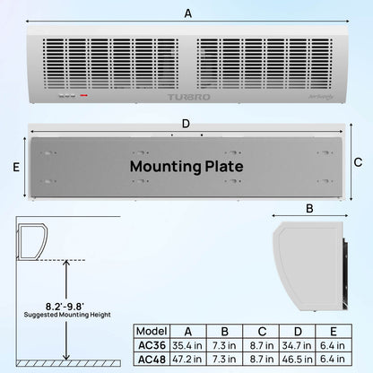 (Open Box) Air Curtain for Doors with Magnetic Door Switch