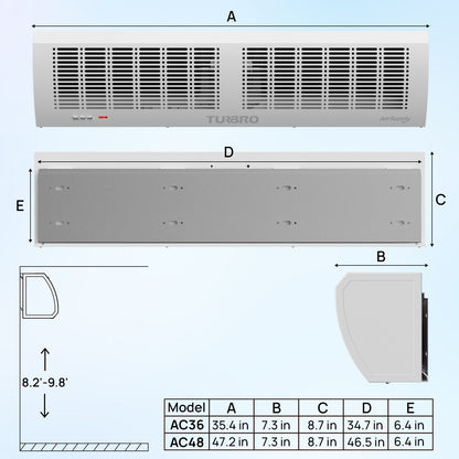 (Open Box) Air Curtain for Doors with Magnetic Door Switch