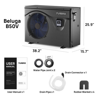 Beluga Inverter Pool Heat Pump, 50K/75K BTU
