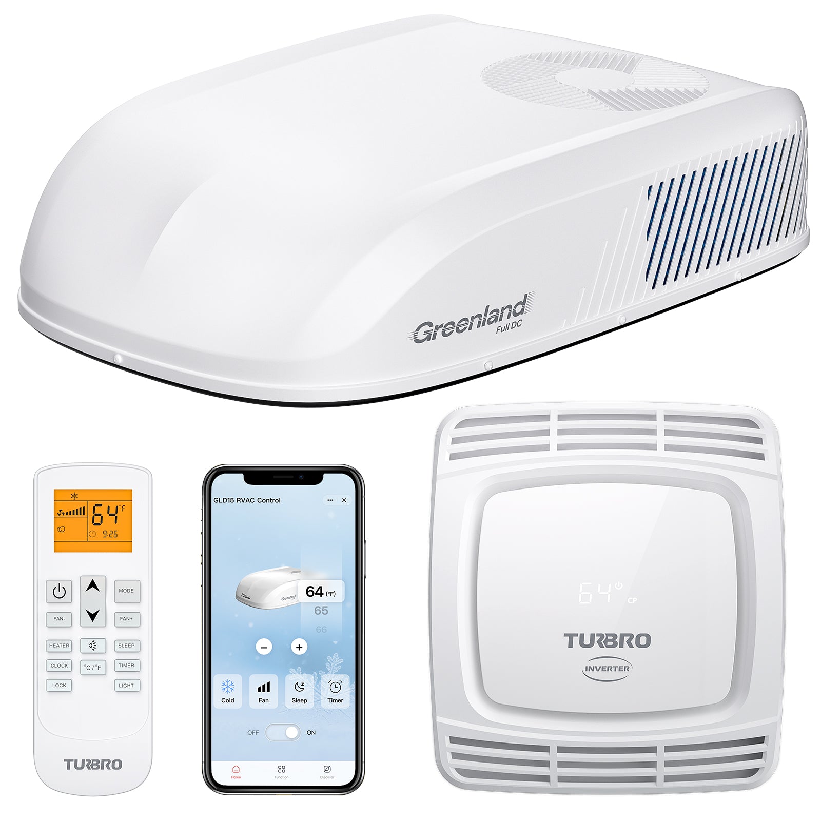 Greenland 48V DC Inverter Dachklimaanlage für Wohnmobile, 15.000 BTU