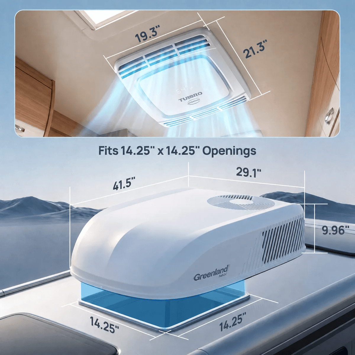 Greenland 15,000 BTU 48V DC Inverter Rooftop RV Air Conditioner