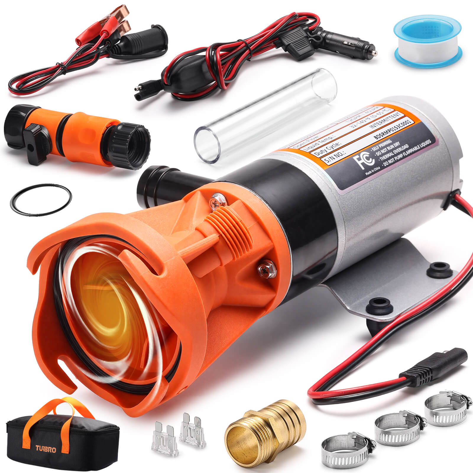 TURBRO RV Macerator Pump Kit, 12V DC Portable Sewage Pump for RV & Camper, 12 GPM Waste Water Transfer Pump with 10 ft Lift Head & 3/4" NPT Fitting, Rotorua MP-12D