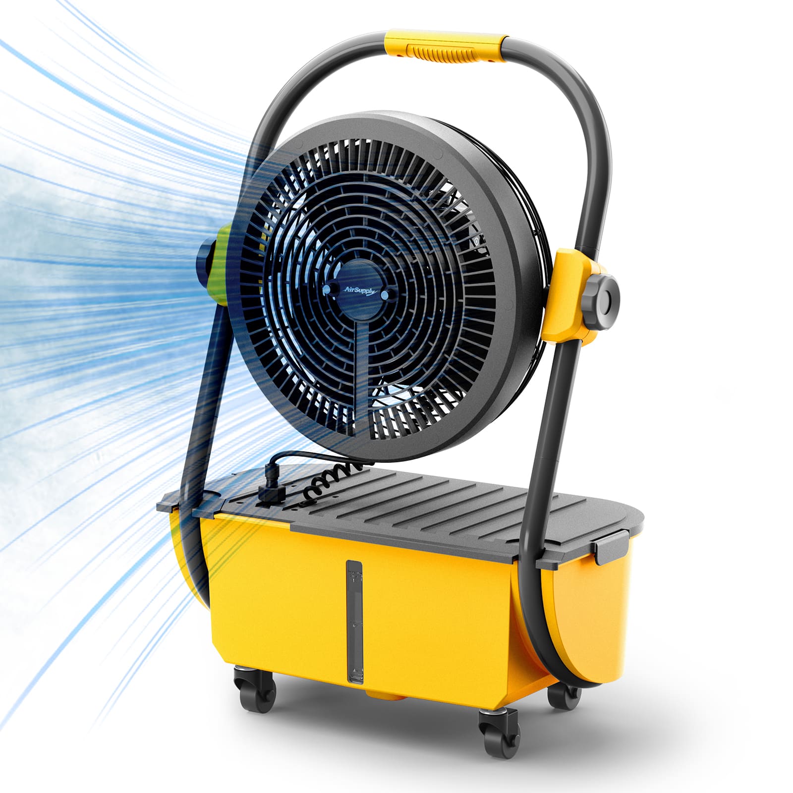 TURBRO Cordless 12” Misting Fan with 19,200mAh Rechargeable Battery, Portable Floor Fan with 2.9 Gal Water Tank, 120° Oscillation, 15 ft Mist Range, for Outdoor Events, Sports, Poolside, Camping, Barbeque
