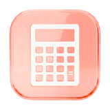 Pink square calculator icon on a white background