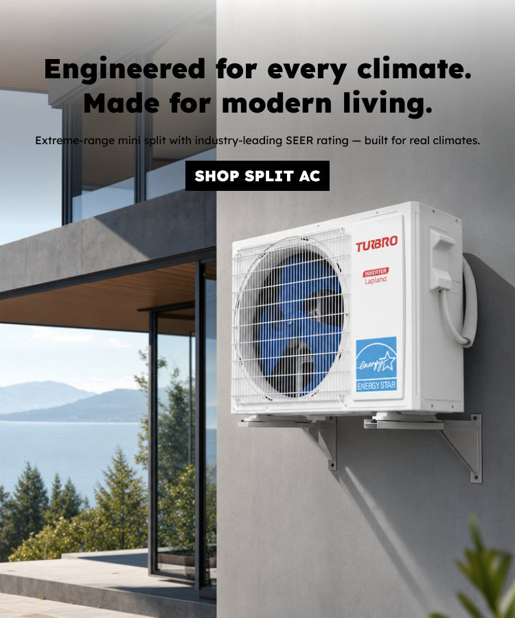 The mini split ac is mounted on the gray wall