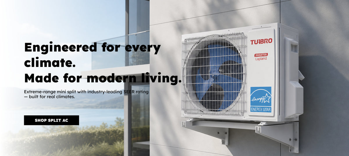 The mini split ac is mounted on the gray wall