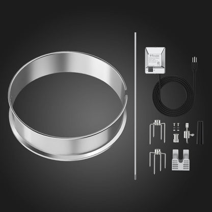 TURBRO Stainless Steel Rotisserie Ring Kit for 22.5 Inch Charcoal Kettle Grill - Includes 4W Electric Motor, 5/16" Square Spit Rod, Meat Forks, Counterweight - Ideal for Outdoor BBQ and Gatherings