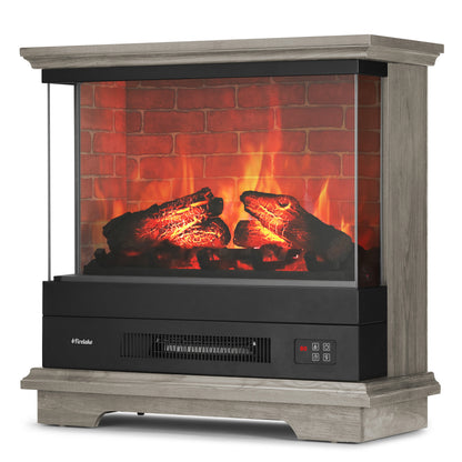 TURBRO Firelake 27-Inch Electric Fireplace Heater - Freestanding Fireplace with Mantel, No Assembly Required - 7 Adjustable Flame Effects, Overheating Protection, CSA Certified - 1400W, Gray Wash