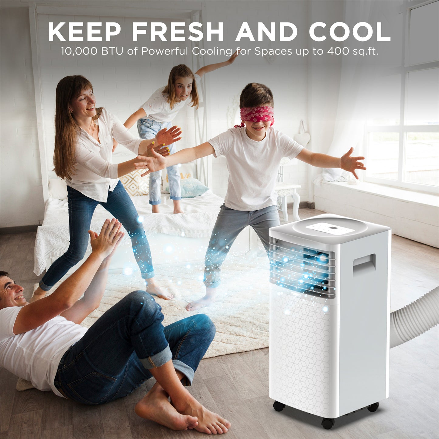 TURBRO Greenland 10,000 BTU Portable Air Conditioner, Dehumidifier and Fan, 3-in-1 Floor AC Unit for Rooms up to 400 Sq Ft, Sleep Mode, Timer, Remote Included (6,000 BTU SACC)