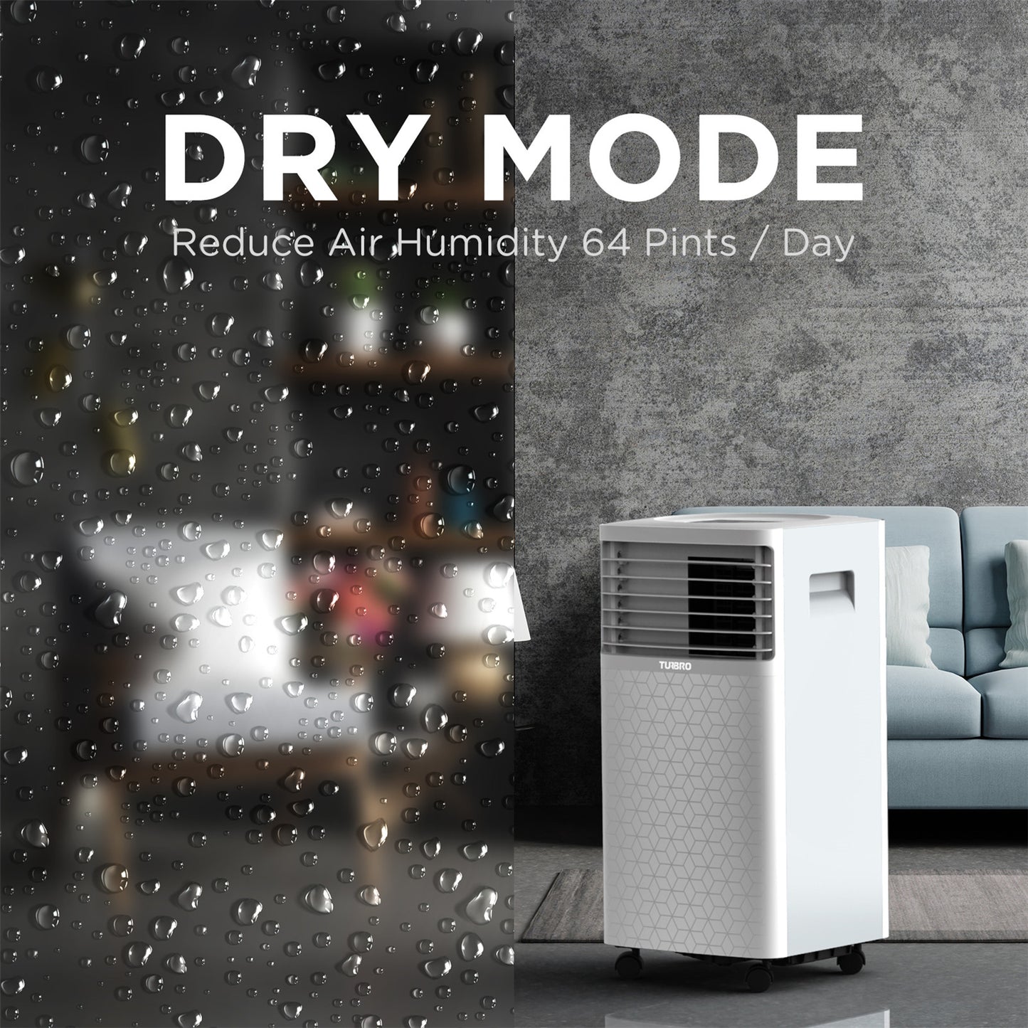 TURBRO Greenland 10,000 BTU Portable Air Conditioner, Dehumidifier and Fan, 3-in-1 Floor AC Unit for Rooms up to 400 Sq Ft, Sleep Mode, Timer, Remote Included (6,000 BTU SACC)