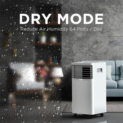 TURBRO Greenland 10,000 BTU Portable Air Conditioner, Dehumidifier and Fan, 3-in-1 Floor AC Unit for Rooms up to 400 Sq Ft, Sleep Mode, Timer, Remote Included (6,000 BTU SACC)