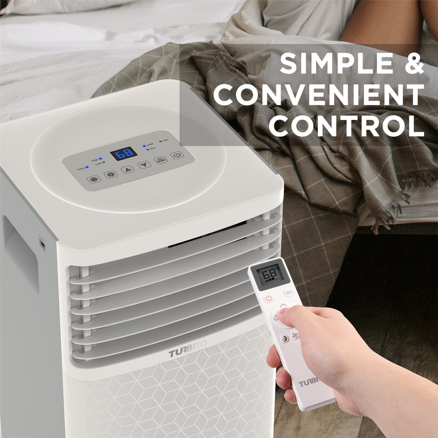 TURBRO Greenland 10,000 BTU Portable Air Conditioner, Dehumidifier and Fan, 3-in-1 Floor AC Unit for Rooms up to 400 Sq Ft, Sleep Mode, Timer, Remote Included (6,000 BTU SACC)