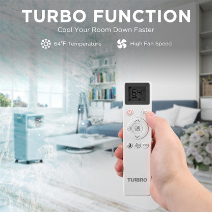 TURBRO Greenland 10,000 BTU Portable Air Conditioner, Dehumidifier and Fan, 3-in-1 Floor AC Unit for Rooms up to 400 Sq Ft, Sleep Mode, Timer, Remote Included (6,000 BTU SACC)