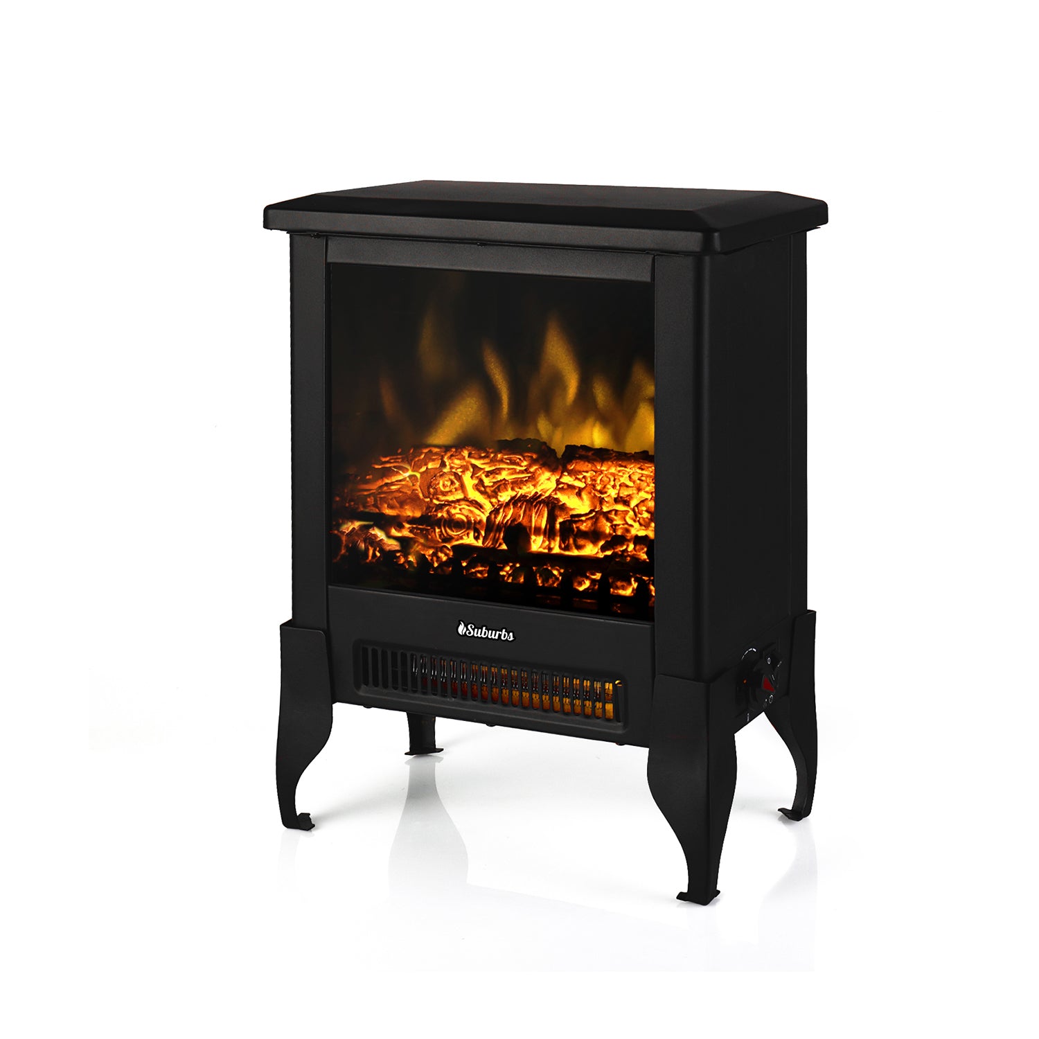 TURBRO Suburbs TS17 Compact Electric Fireplace Stove, 18” Freestanding Stove Heater with Realistic Flame - CSA Certified - Overheating Safety Protection - for Small Spaces - 1400W