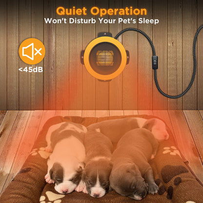 TURBRO Neighborhood Dog House Heater 400W, Wall Mount, 10ft Anti Bite Cord, Waterproof Control, Overheat Protection, Electric Warmer for Hound Kennel Cat Cage Chicken Coop Rabbit Hutch, UL Test Passed 