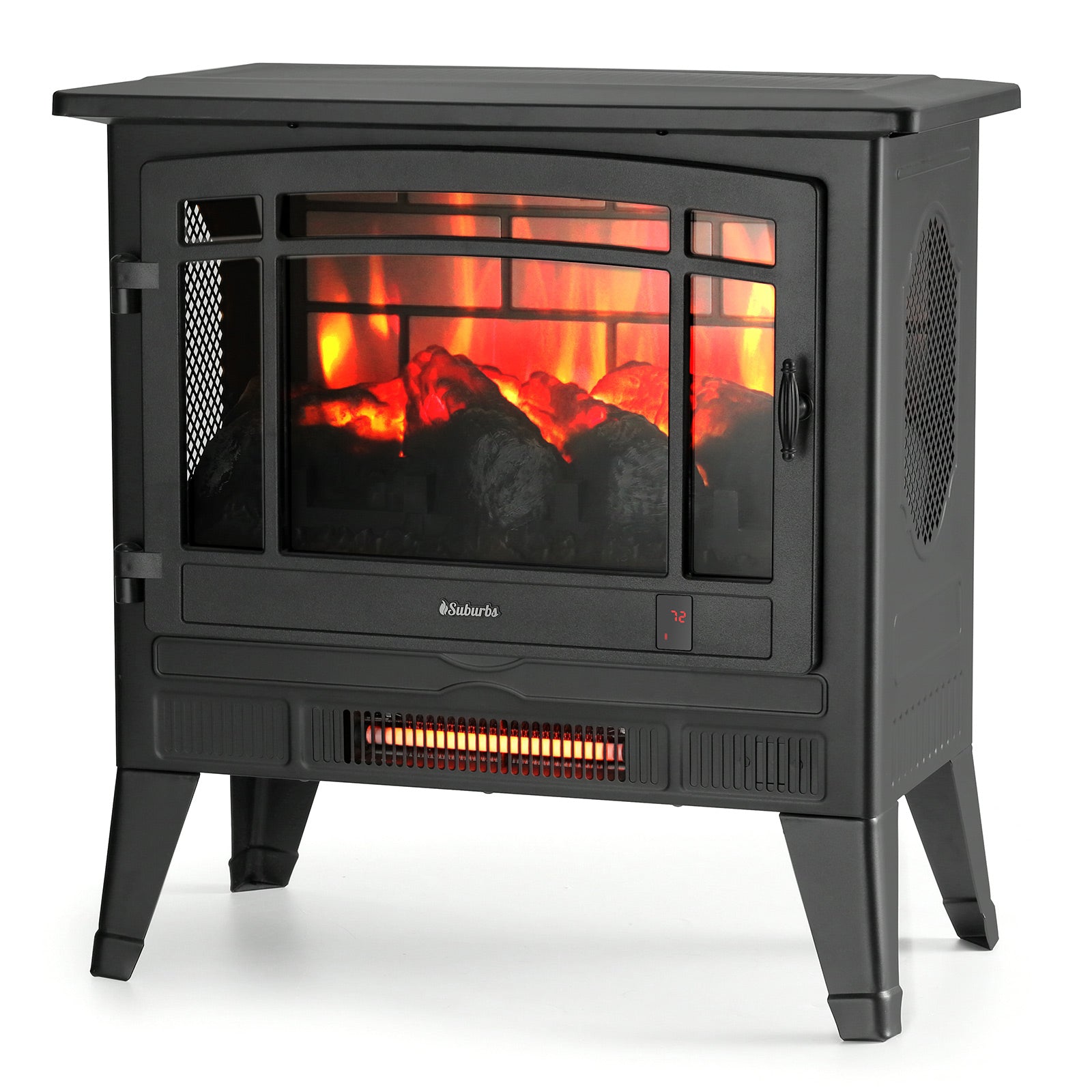 TURBRO Suburbs TS25 Electric Fireplace Infrared Heater - 25" Freestanding Fireplace Stove with Adjustable Flame Effects, Overheating Protection, Timer, Remote Control - 1400W, Black 