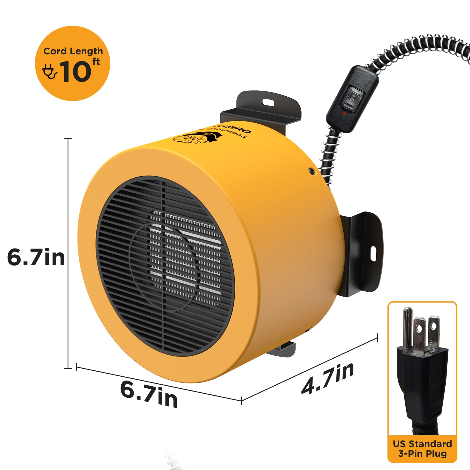 TURBRO Neighborhood Dog House Heater 400W, Wall Mount, 10ft Anti Bite Cord, Waterproof Control, Overheat Protection, Electric Warmer for Hound Kennel Cat Cage Chicken Coop Rabbit Hutch, UL Test Passed 